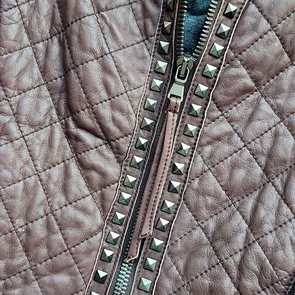 Rebecca Taylor Burgandy Quilted Leather Jacket, Size S - Picture 7 of 12